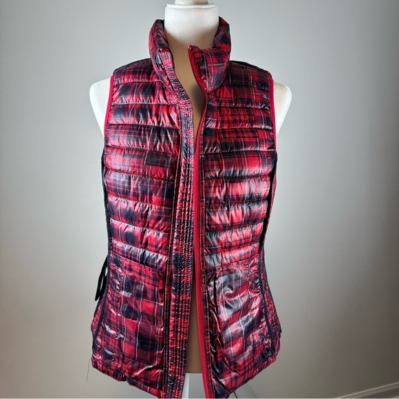 Tommy Hilfiger Red Plaid Packable Lightweight Puffer Vest Size S - Picture 8 of 13